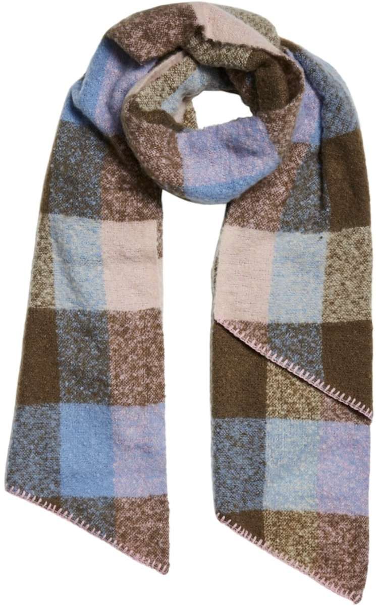 PIECES Šál 'PYRON'  svetlomodrá / svetlohnedá / tmavohnedá