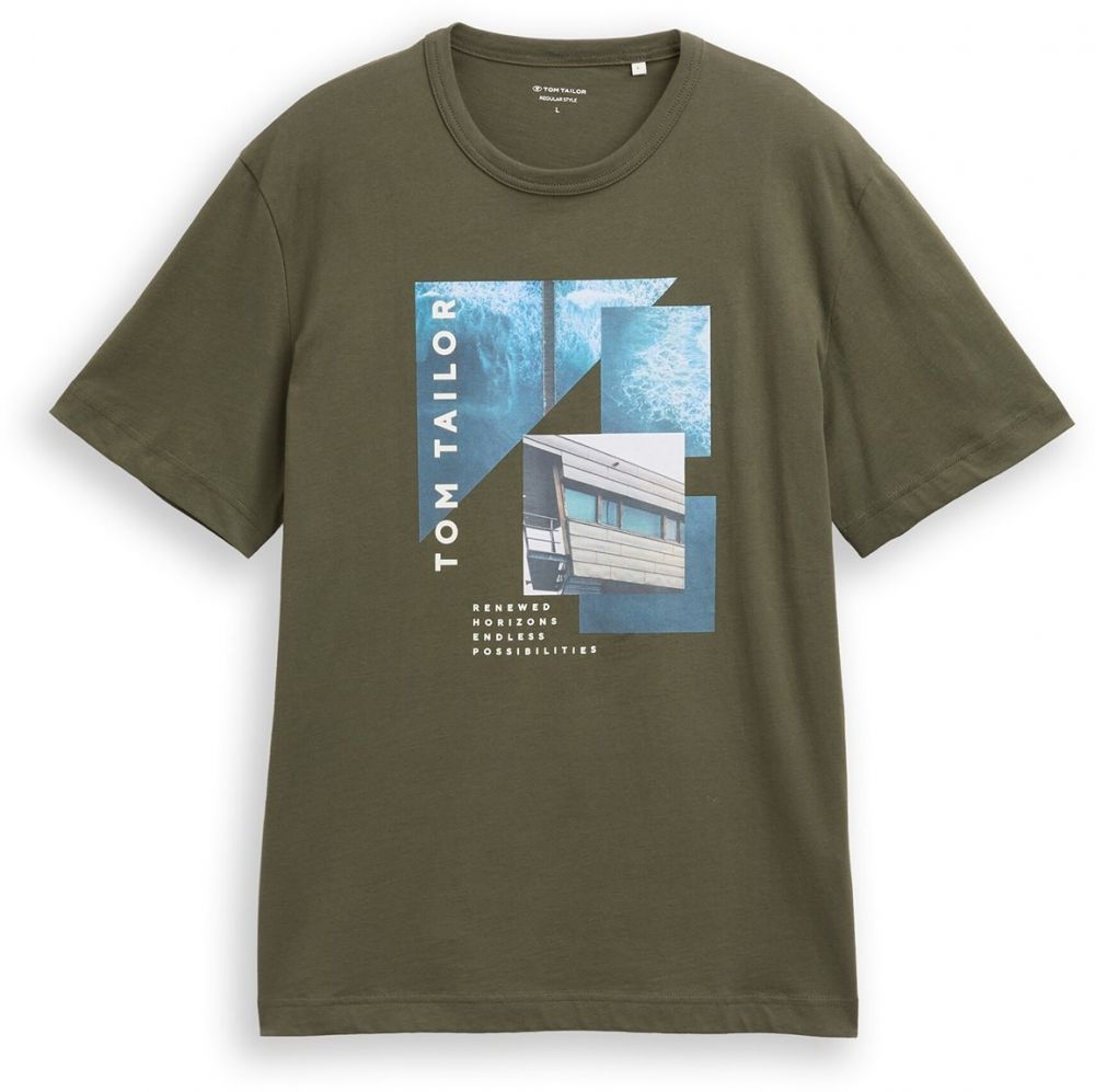 TOM TAILOR Tričko  modrá / námornícka modrá / olivová / biela