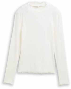 TOM TAILOR DENIM Tričko  šedobiela