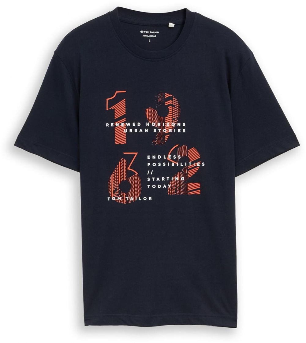 TOM TAILOR Tričko  tmavomodrá / koralová / biela