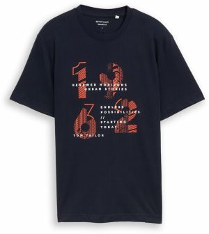 TOM TAILOR Tričko  tmavomodrá / koralová / biela