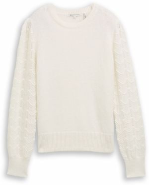 TOM TAILOR DENIM Sveter  šedobiela