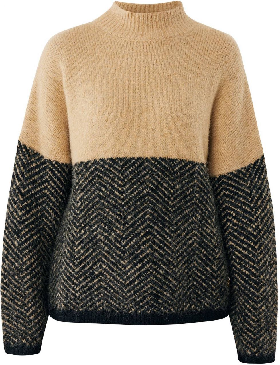 MEXX Sveter  farba ťavej srsti / čierna