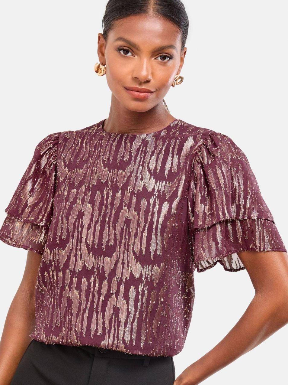 self. Blúzka  zlatá / baklažánová