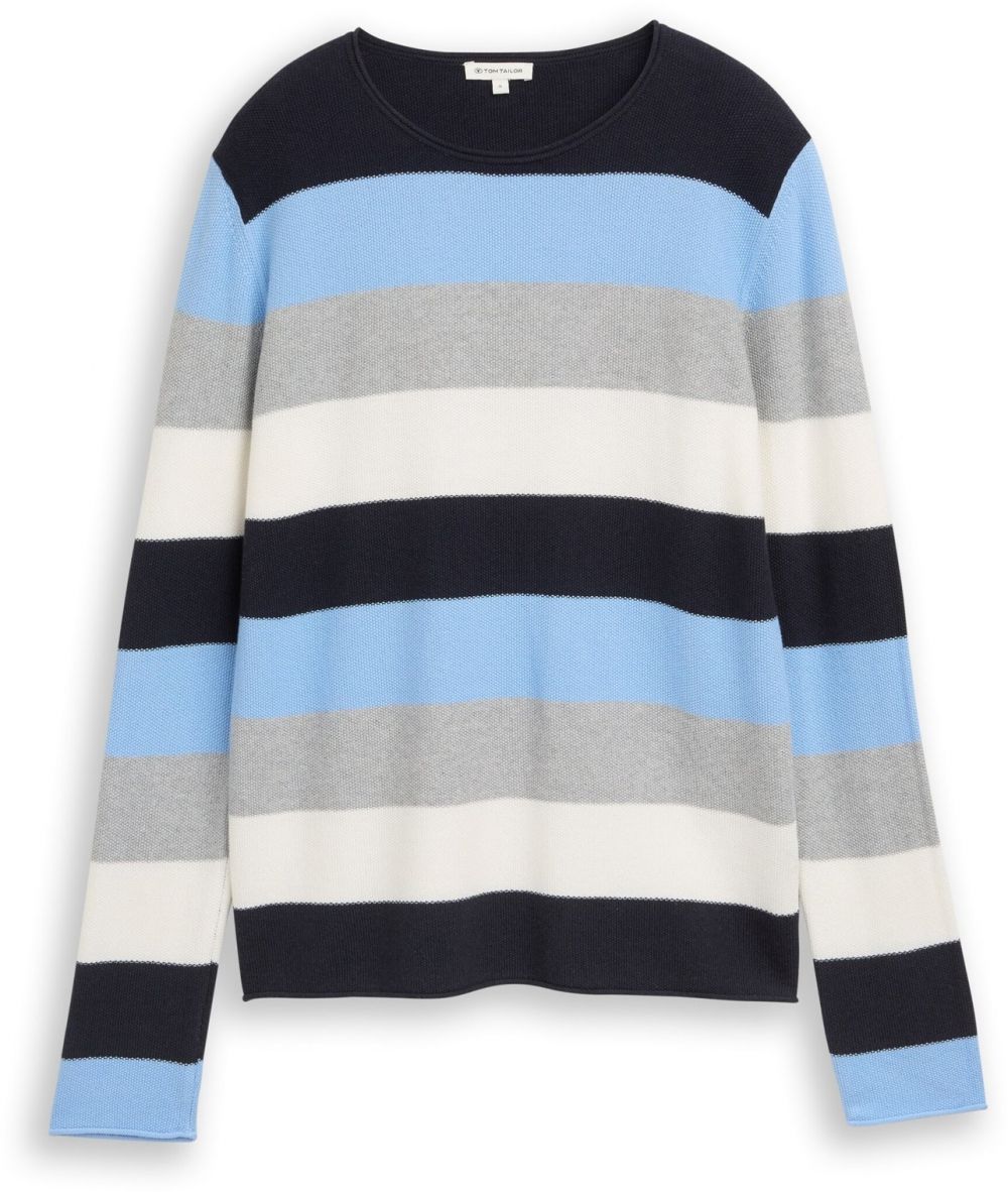 TOM TAILOR Sveter  svetlomodrá / sivá / čierna / biela