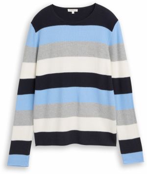 TOM TAILOR Sveter  svetlomodrá / sivá / čierna / biela