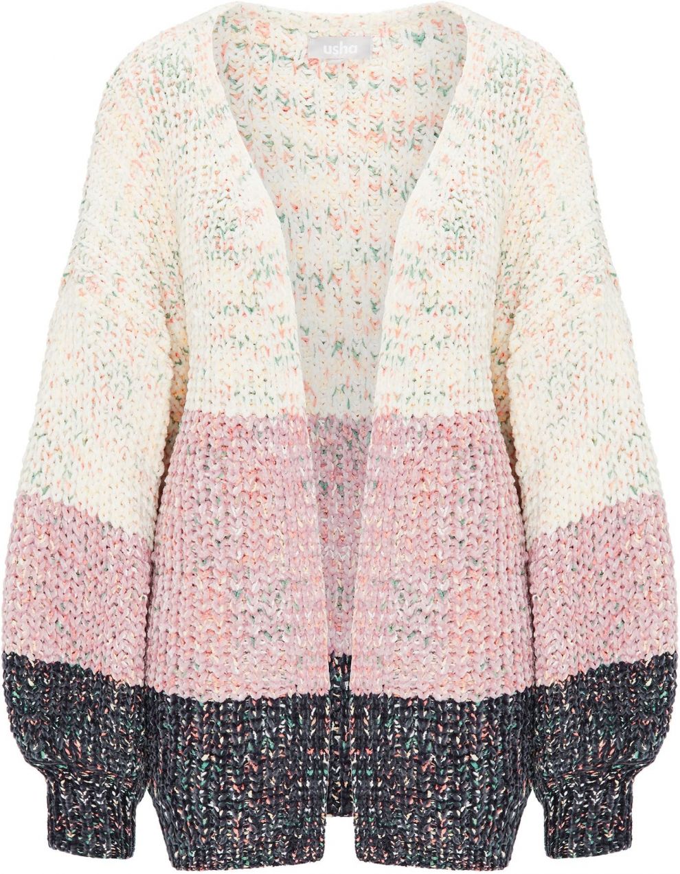 Usha Kardigán  tmavosivá / ružová / biela ako vlna