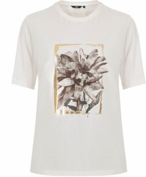 MEXX Tričko  svetlobéžová / tmavohnedá / zlatá