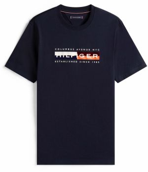 TOMMY HILFIGER Tričko  námornícka modrá / oranžová / bordová / biela