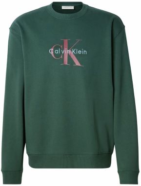 Calvin Klein Jeans Mikina  pastelovo modrá / jedľová / karmínovo červená