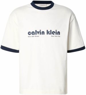 Calvin Klein Jeans Tričko  svetlobéžová / tmavomodrá