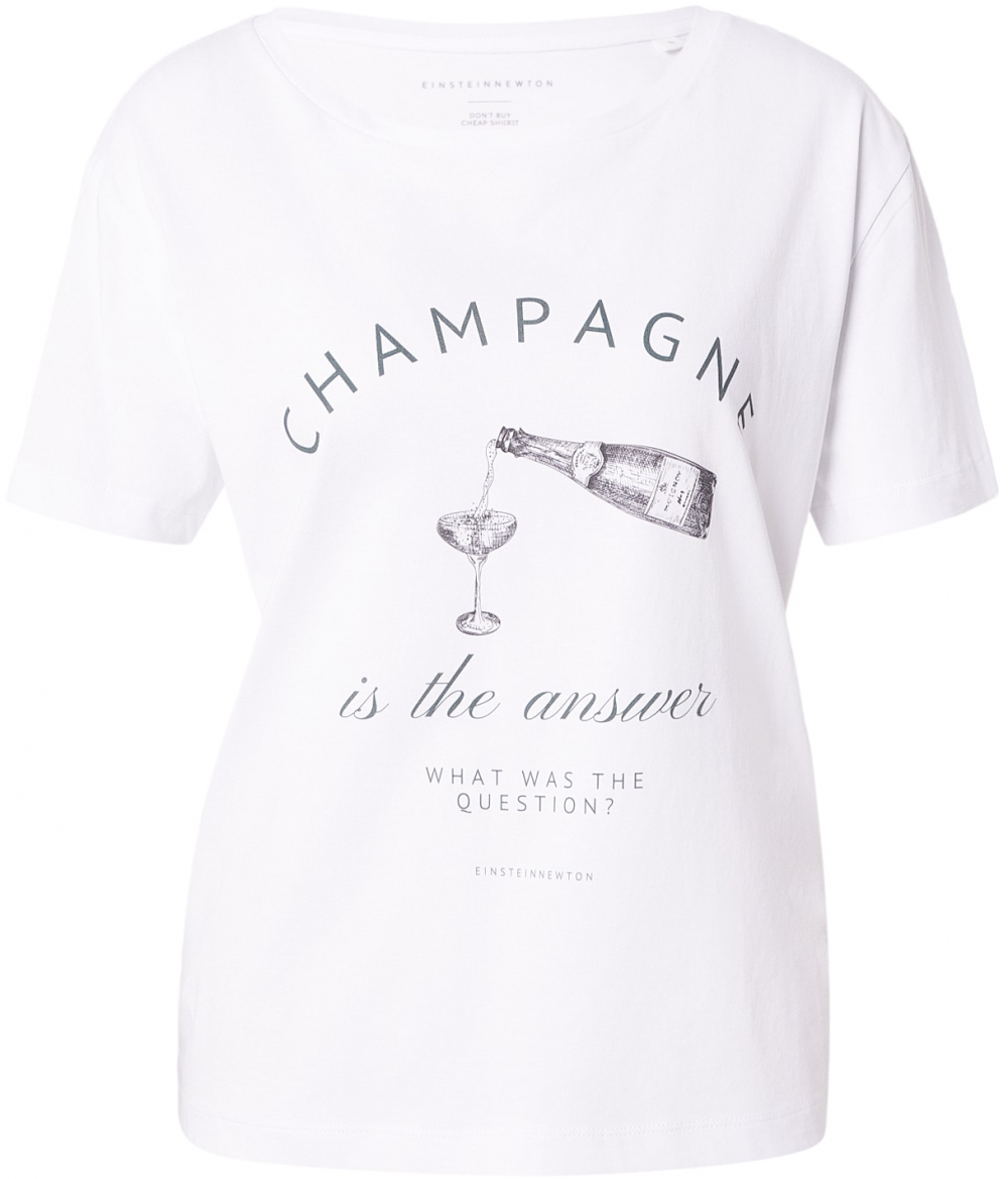 EINSTEIN & NEWTON Tričko 'Champagne Glas'  tmavozelená / čierna / biela