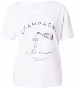 EINSTEIN & NEWTON Tričko 'Champagne Glas'  tmavozelená / čierna / biela