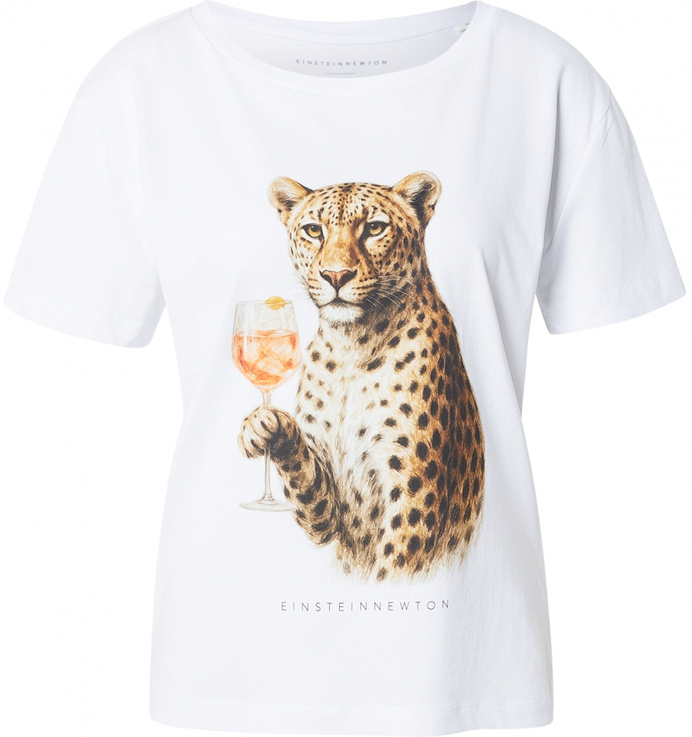 EINSTEIN & NEWTON Tričko 'Spritz Leo'  svetlohnedá / čierna / biela