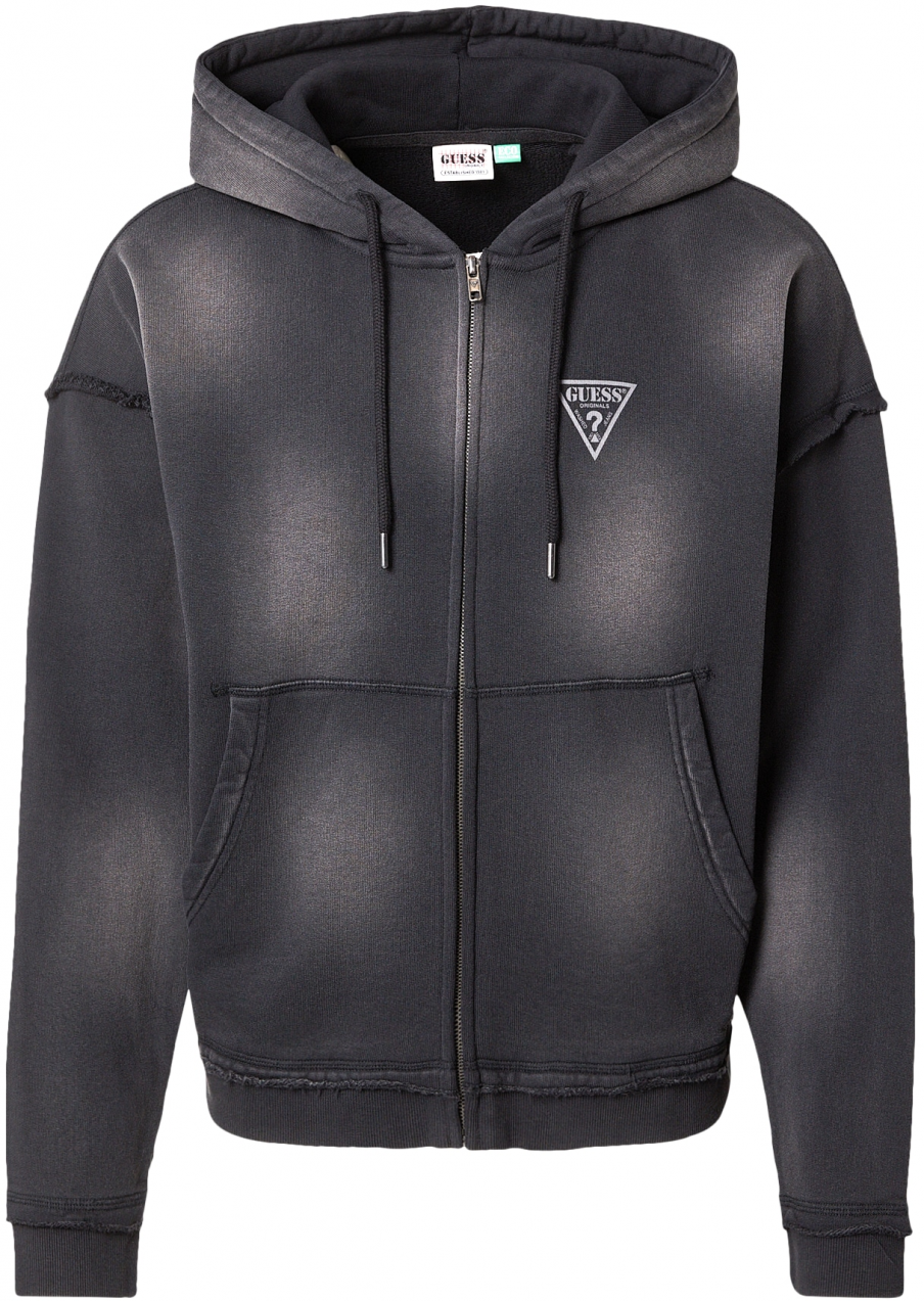 GUESS Originals Tepláková bunda  sivá / čierna