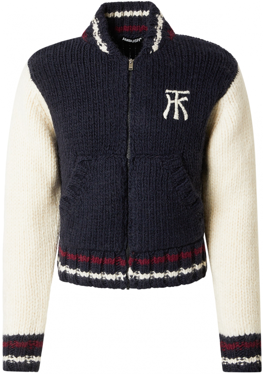 AMBUSH Kardigán 'COWICHAN'  svetlobéžová / námornícka modrá / tmavočervená