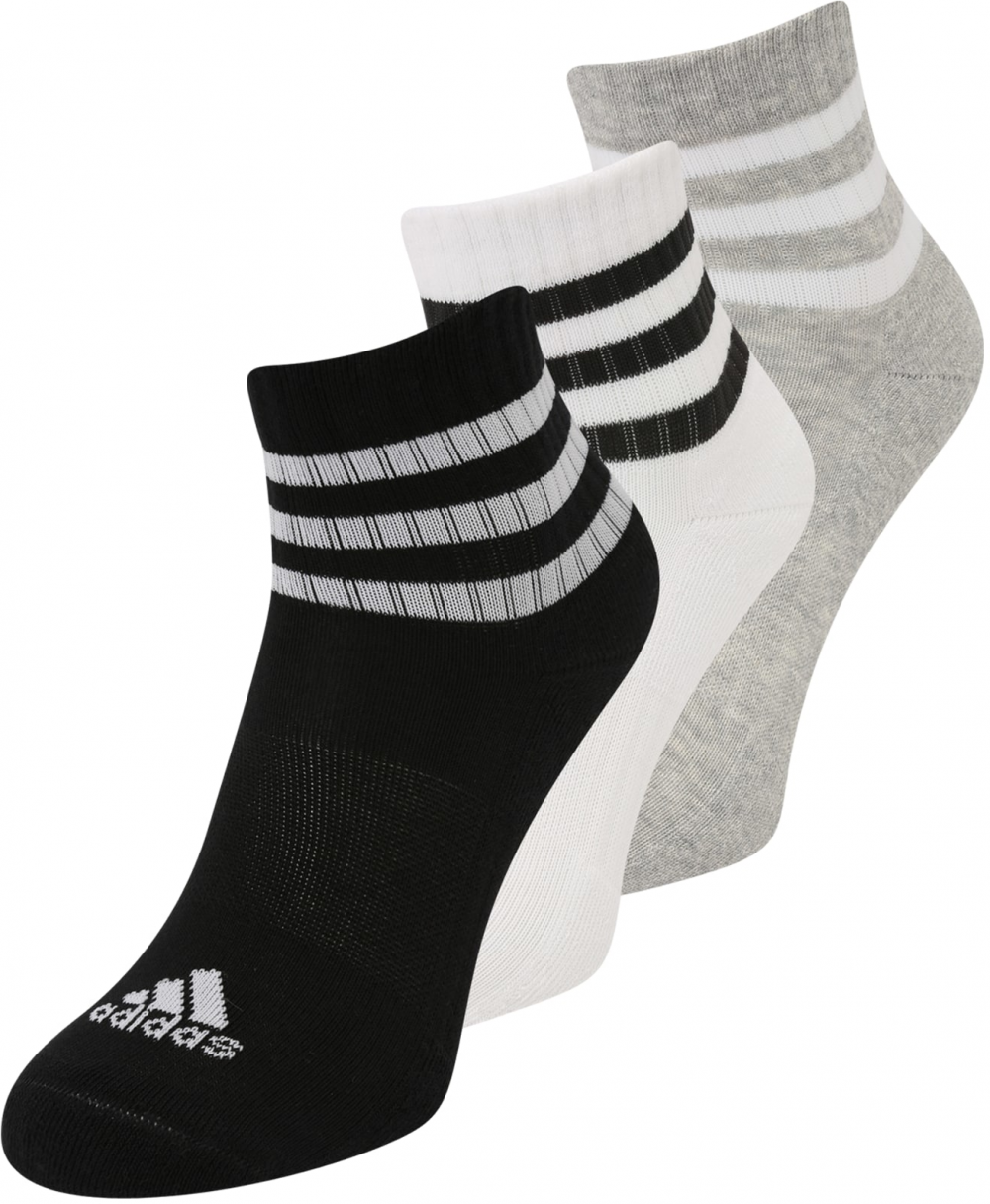 ADIDAS PERFORMANCE Ponožky '3-Stripes Cushioned Sportswear Low-Cut 3 Pairs'  sivá melírovaná / čierna / biela