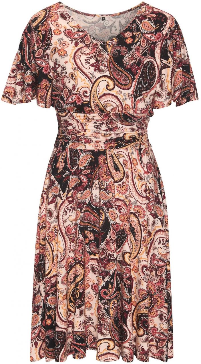 VIVANCE Šaty  béžová / svetlohnedá / pastelovo červená / čierna