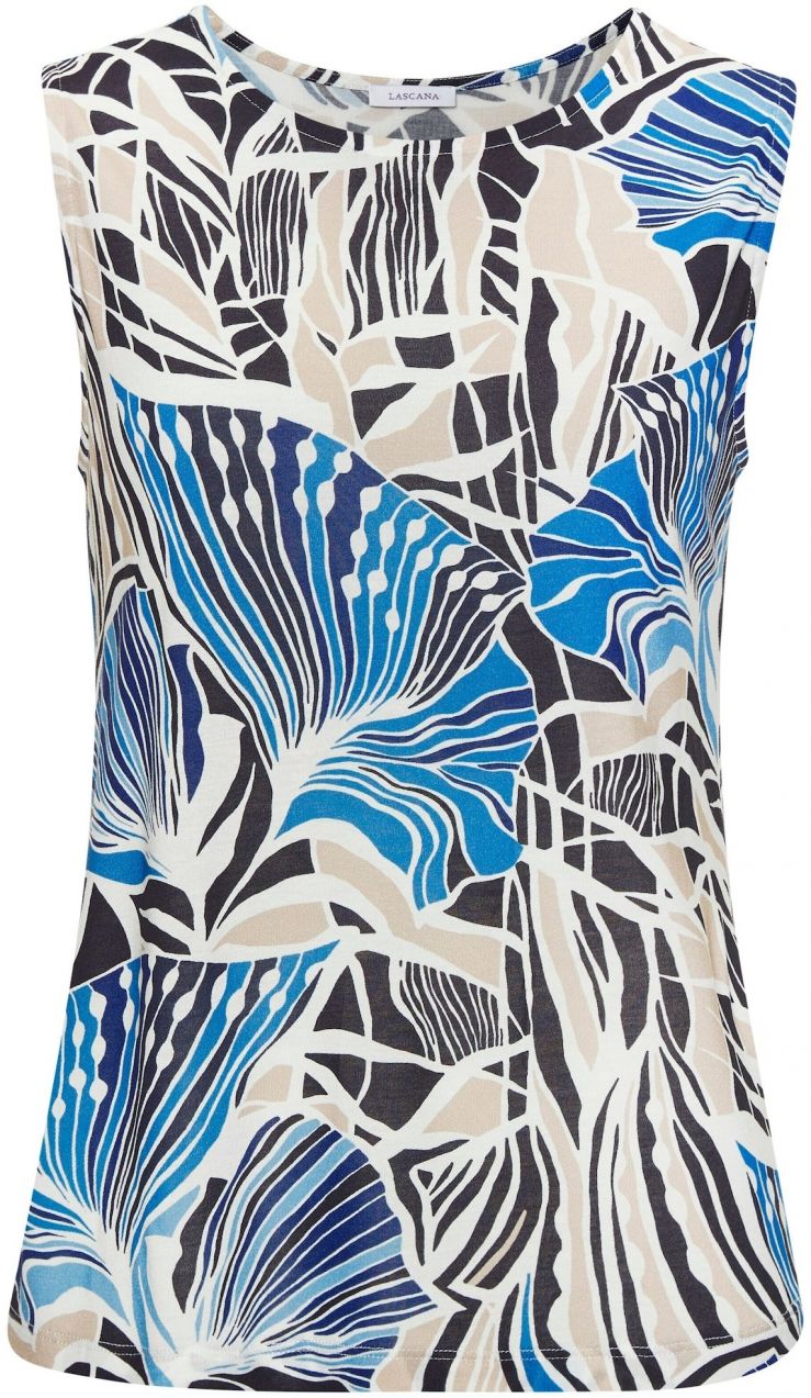 LASCANA Top  piesková / námornícka modrá / nebesky modrá / biela