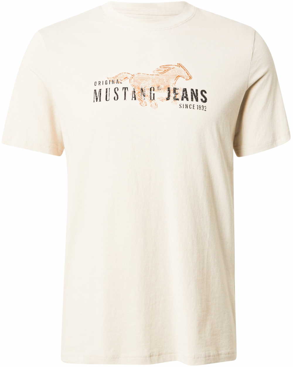 MUSTANG Tričko 'Austin'  krémová / svetlooranžová / čierna