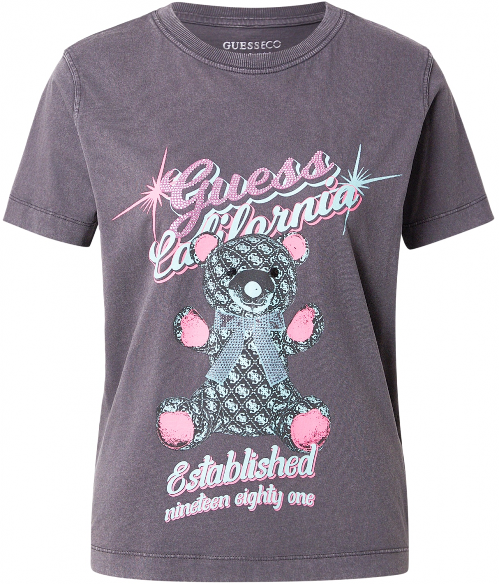 GUESS Tričko 'BEAR'  nebesky modrá / svetlozelená / ružová / čierna