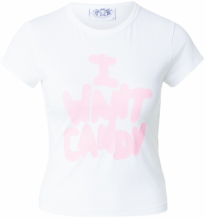 Juicy Couture Tričko 'I WANT CANDY'  ružová / biela