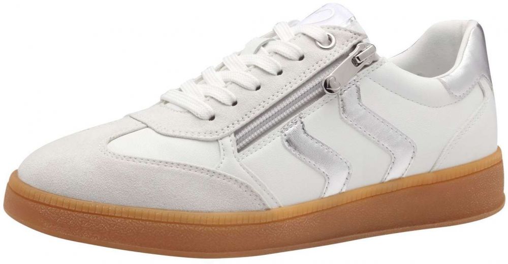 MARCO TOZZI Nízke tenisky  svetlosivá / strieborná / biela