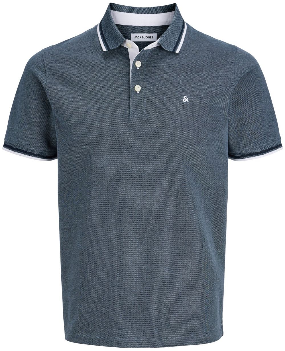 Jack & Jones Plus Tričko 'JJEPAULOS'  modrá melírovaná / biela