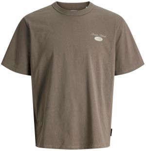 Jack & Jones Plus Tričko 'JJEDOVER'  sivá / farby bahna