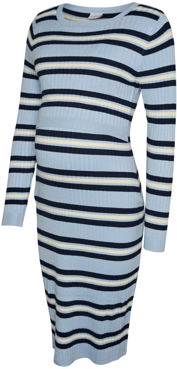 MAMALICIOUS Pletené šaty 'MLESRIN'  námornícka modrá / svetlomodrá / biela