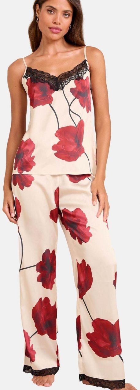 self. Pyžamo  svetlobéžová / červená / merlotová / čierna