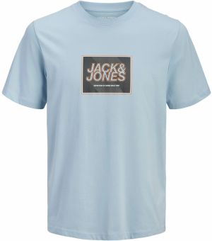 JACK & JONES Tričko  modrosivá / tmavooranžová / čierna / biela