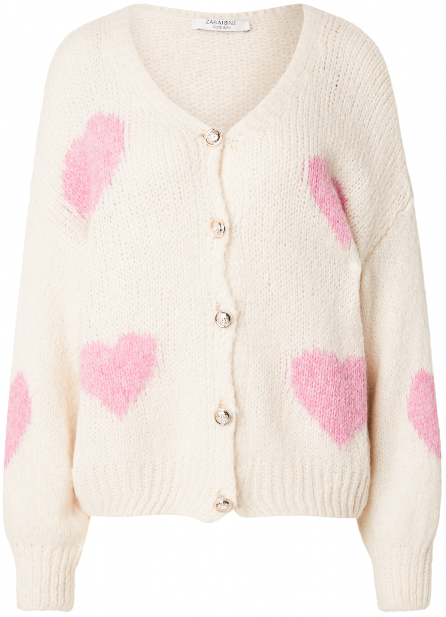 ZABAIONE Kardigán 'Ma44rliaa'  ružová / šedobiela