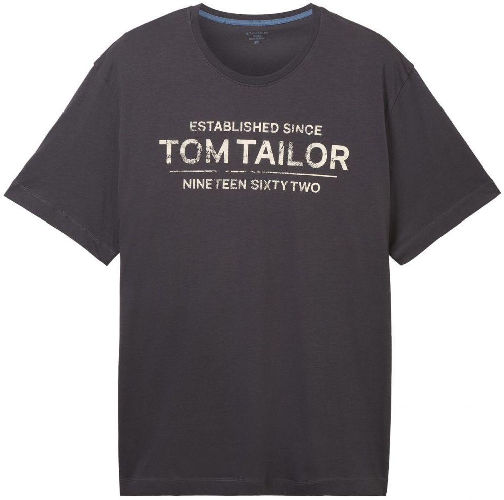 TOM TAILOR Men + Tričko  tmavosivá / biela
