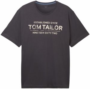 TOM TAILOR Men + Tričko  tmavosivá / biela