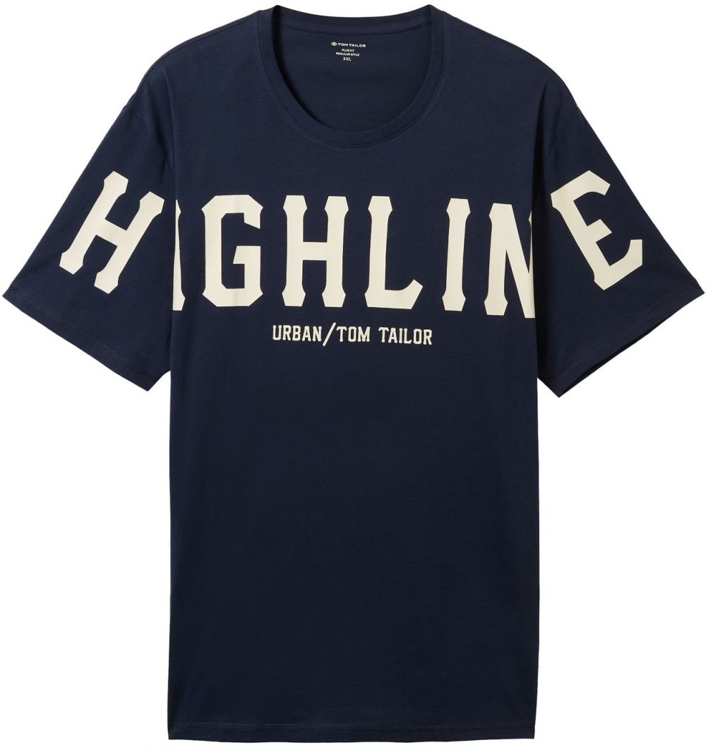 TOM TAILOR Men + Tričko  krémová / tmavomodrá