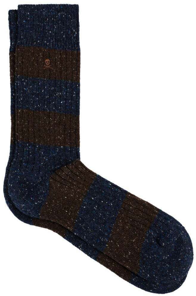 Scalpers Ponožky 'Sheffield'  námornícka modrá / tmavohnedá