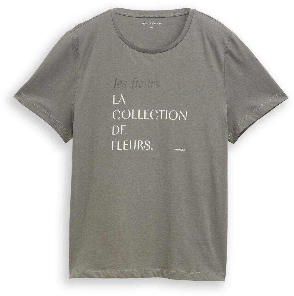 TOM TAILOR Tričko  kaki / biela