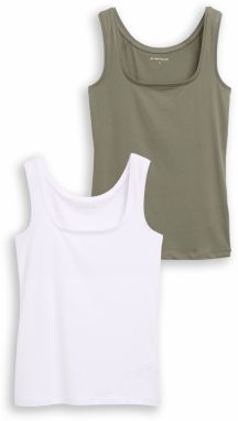 TOM TAILOR Top  olivová / biela