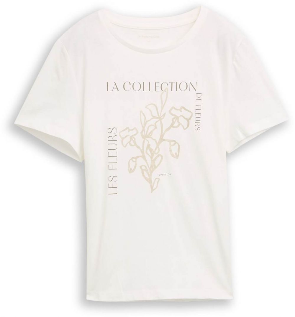 TOM TAILOR Tričko  béžová / farby bahna / biela