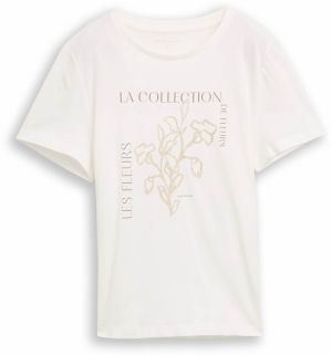 TOM TAILOR Tričko  béžová / farby bahna / biela