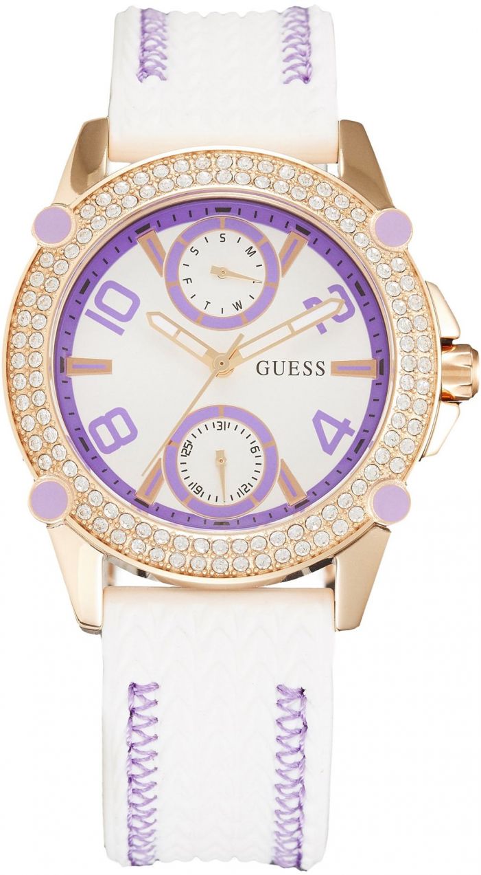GUESS Analógové hodinky 'SPORTY SPICE'  levanduľová / biela