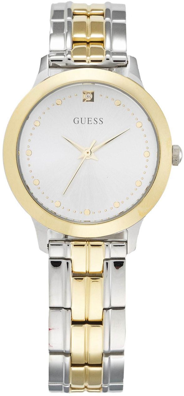 GUESS Analógové hodinky 'CHELSEA'  zlatá / strieborná / biela