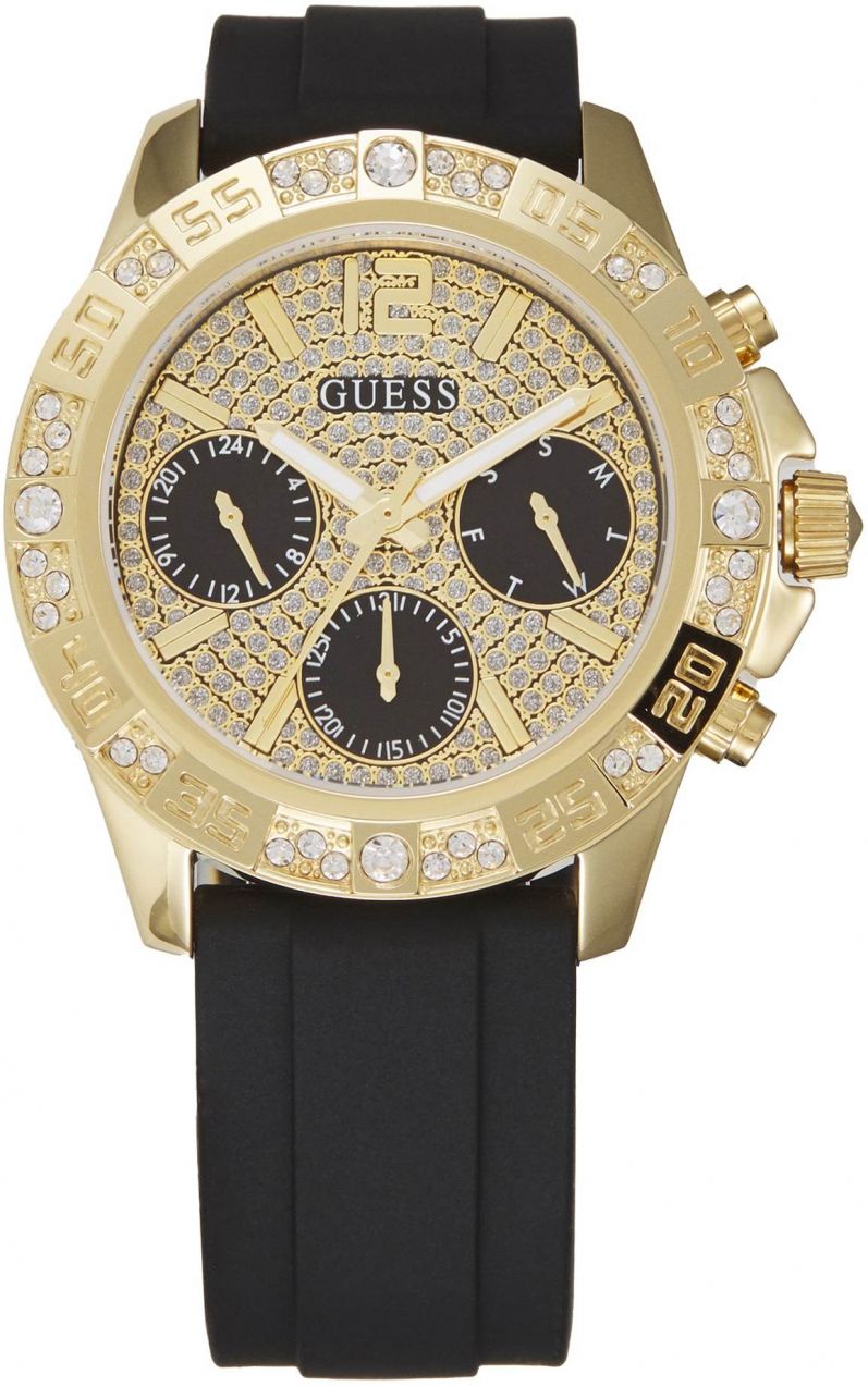 GUESS Analógové hodinky 'MAJESTY'  zlatá / čierna / priehľadná / biela