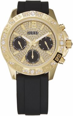 GUESS Analógové hodinky 'MAJESTY'  zlatá / čierna / priehľadná / biela
