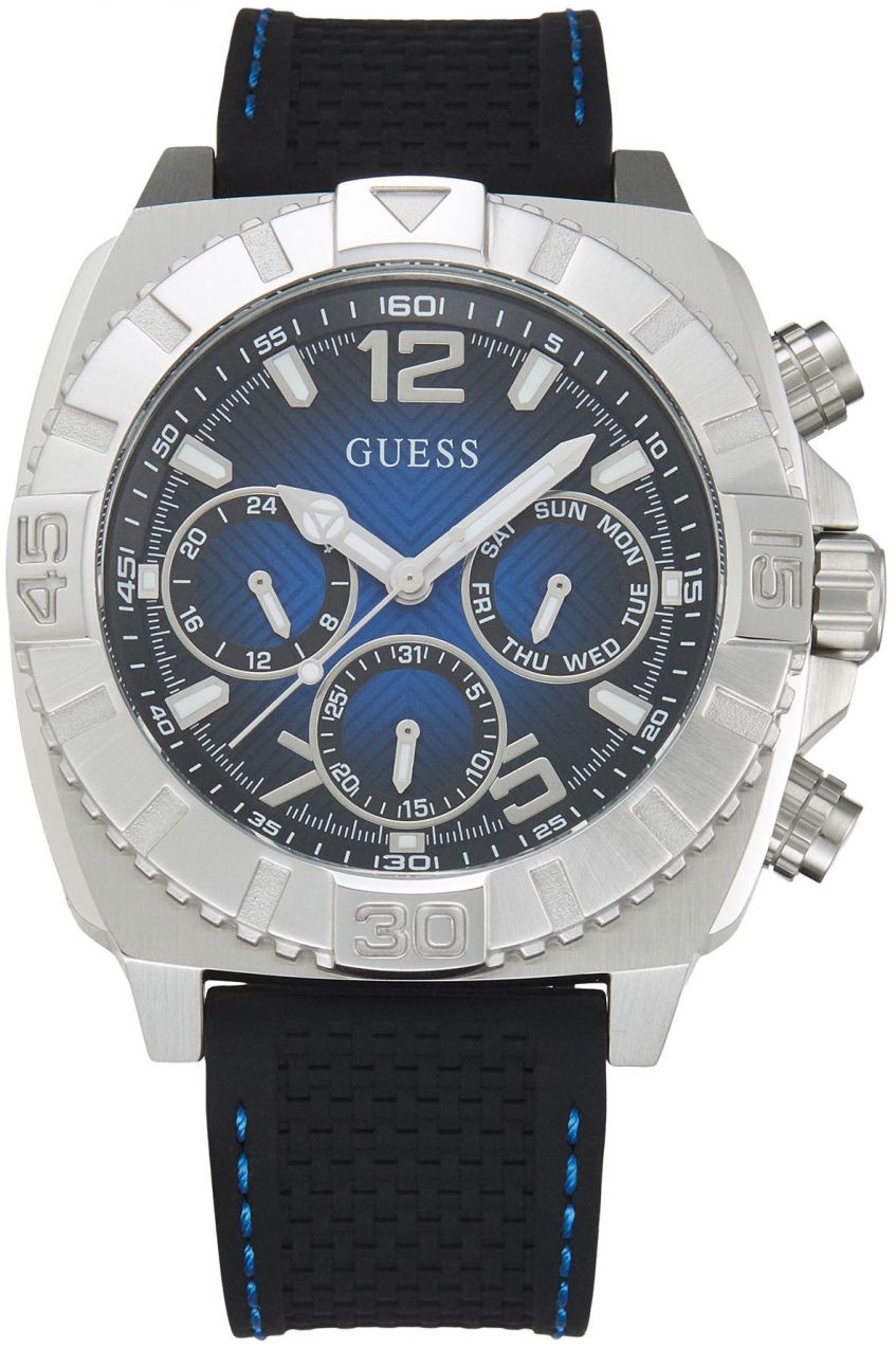 GUESS Analógové hodinky 'TRACTION'  tmavomodrá / čierna / strieborná