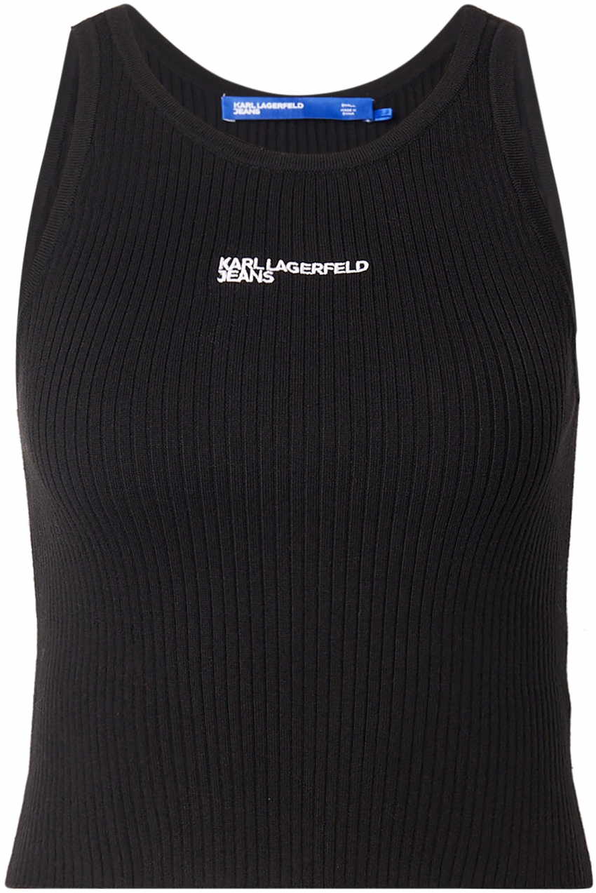 KARL LAGERFELD JEANS Vyšívaný top  čierna / biela