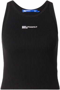 KARL LAGERFELD JEANS Vyšívaný top  čierna / biela