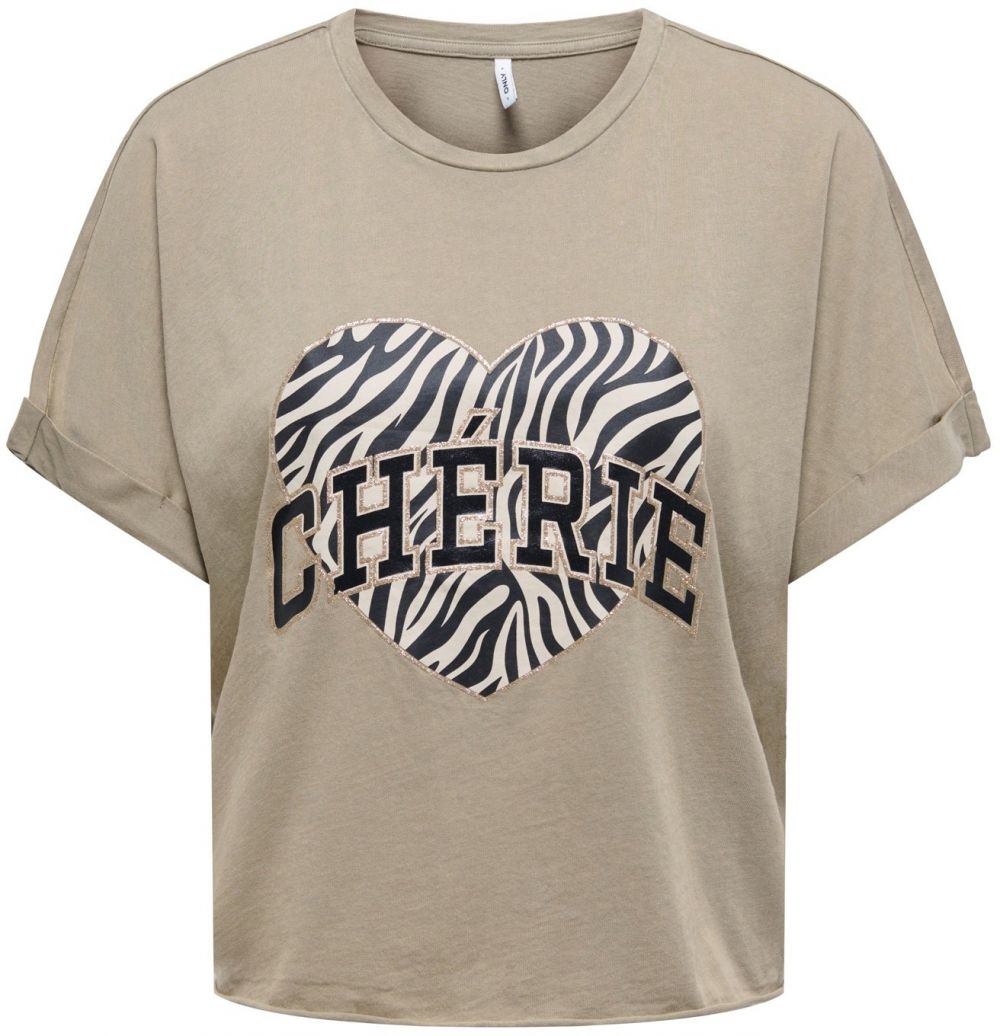 ONLY Tričko 'ONLLUCY'  kaki / čierna / biela