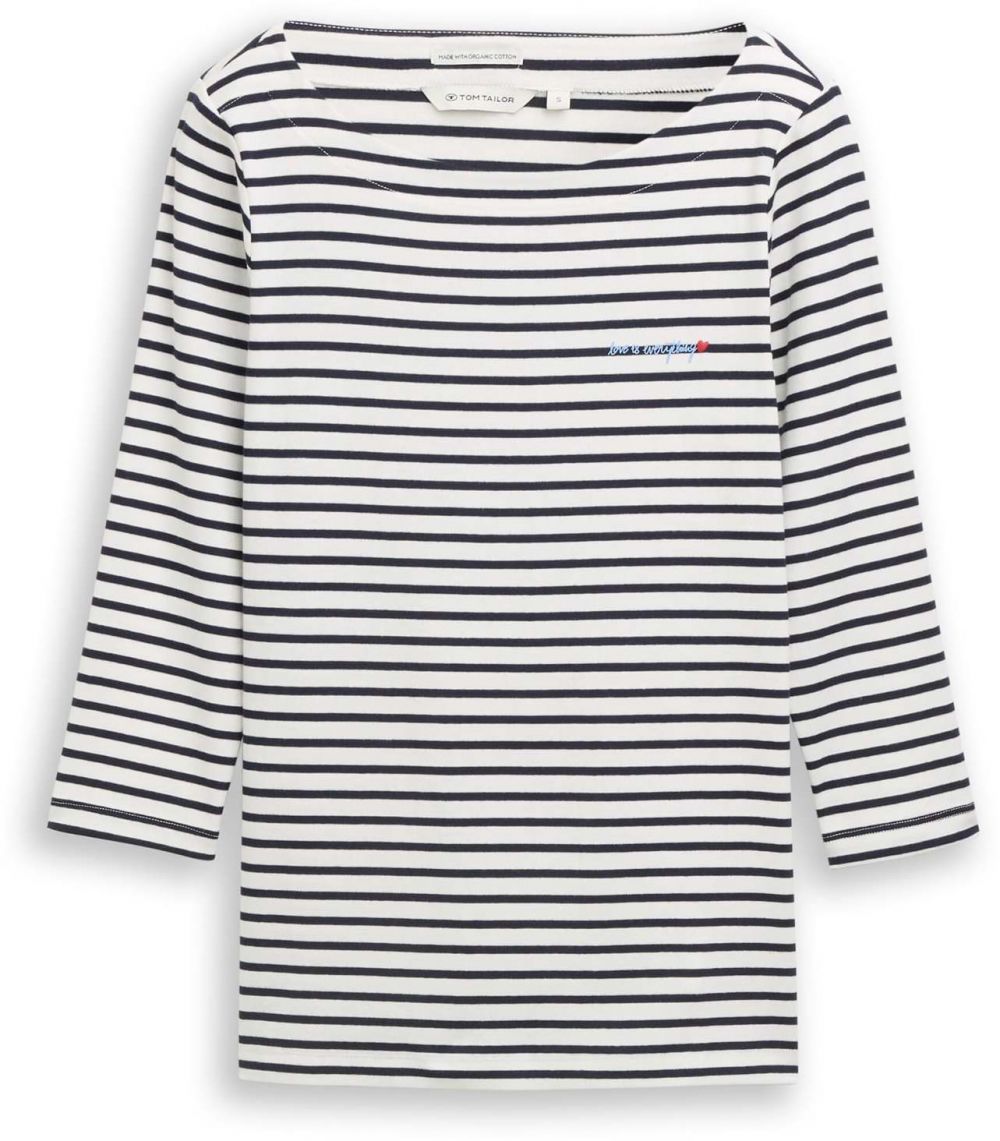 TOM TAILOR Tričko  námornícka modrá / šedobiela